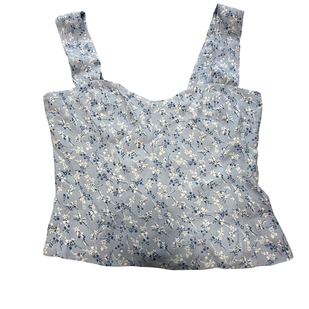 Reformation Hester Tank Top 4 Blue Floral Coquette  Sweetheart Cami Cottagecore - Picture 8 of 13